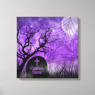 Starry Purple Goth Web Custom Wrapped Canvas