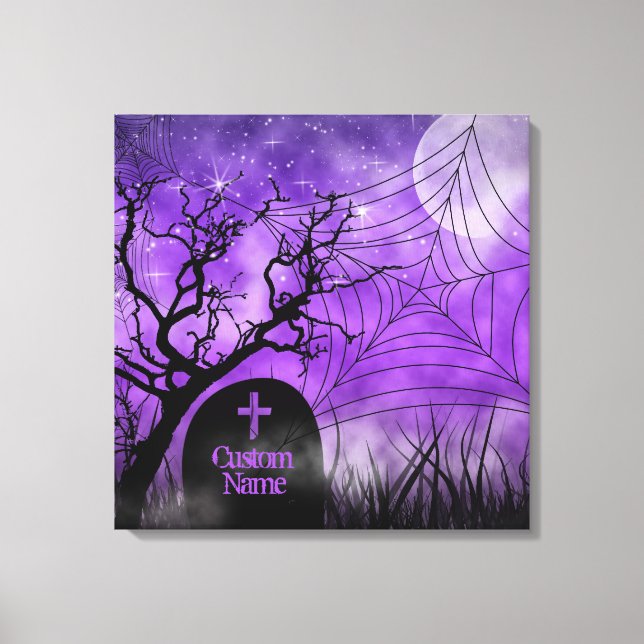 Starry Purple Goth Web Custom Wrapped Canvas (Front)