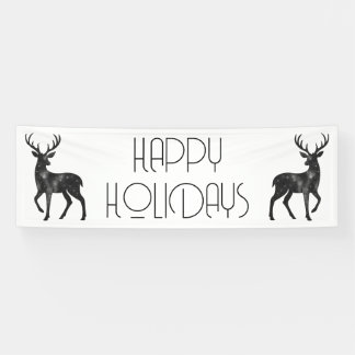 Starry Reindeer Silhouette Happy Holidays Banner