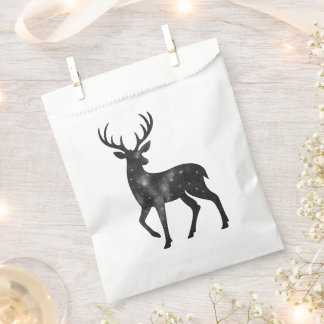 Starry Reindeer Silhouette on Black Favour Bag