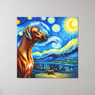 Starry Rhodesian Ridgeback Dog Portrait Canvas Print