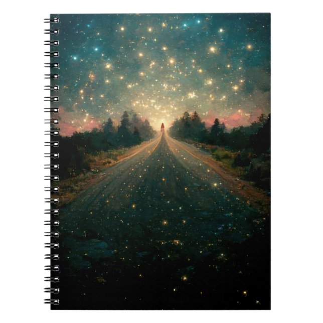 Starry Road Fantasy Landscape Sci-Fi Notebook (Front)