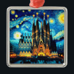 Starry Sagrada Familia Barcelona Metal Ornament<br><div class="desc">This elegant design is a depiction of the Sagrada Familia in Barcelona in the style of Vincent Van Gogh's Starry Night.</div>