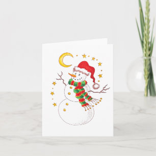 Starry Santa Snowman greeting card