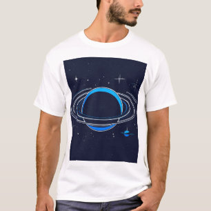 Starry Serenity: Minimal Saturn and Stars T-Shirt