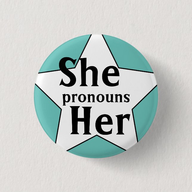 Starry She Her Pronouns 1 Inch Round Button (Front)