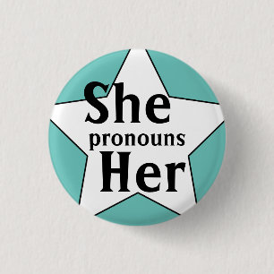 Starry She Her Pronouns 1 Inch Round Button