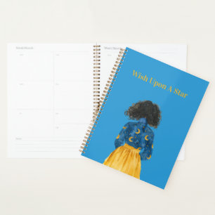 Starry Skies Moons Girl Black Hair Planner