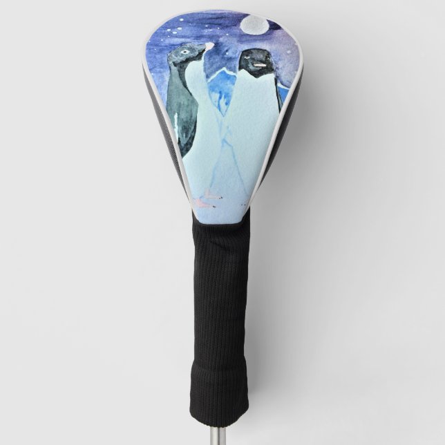 Starry Sky Adelie Penguins Golf Head Cover (Front)