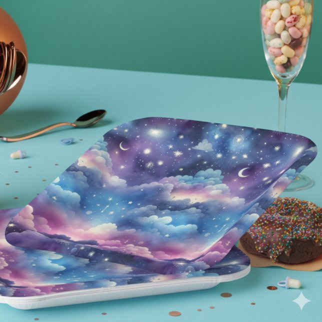 Starry Sky Adoption Baby Shower Paper Plates (Starry Sky baby shower paper plate)