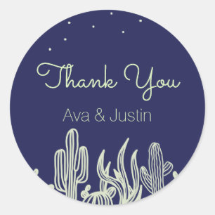 Starry Sky and Cactus Modern Thank You Classic Round Sticker