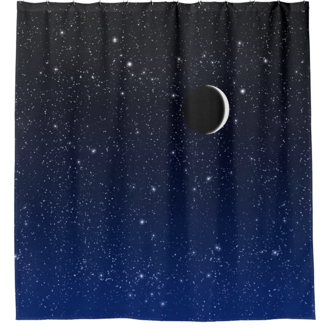 Starry Sky and Crescent Moon, Deep Blue to Black (Front)