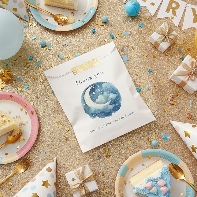 Starry sky and moon baby shower favour bag (Starry sky and moon baby shower favor bag.)