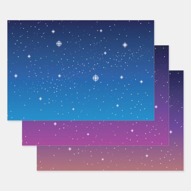 Starry Sky At Twilight Wrapping Paper Sheet (Set)