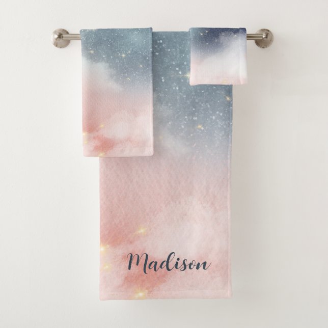 Starry Sky Background Bath Towel Set (Insitu)