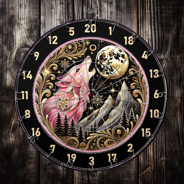 Starry Sky Frames Lone Pink Wolf Dartboard (Creator Uploaded)