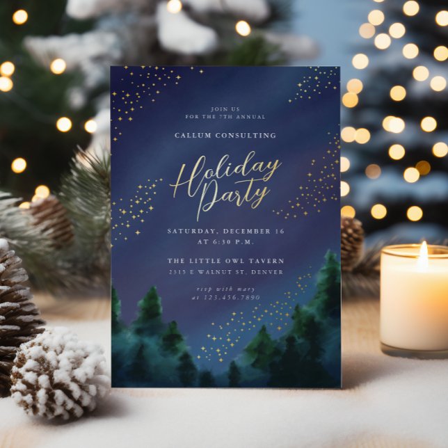 Starry Sky Gold Foil Invitation de fête de vacance (Créateur téléchargé)