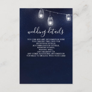 Starry sky mason jars wedding details cards