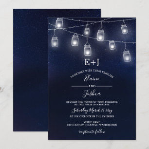 starry sky mason jars wedding invitations