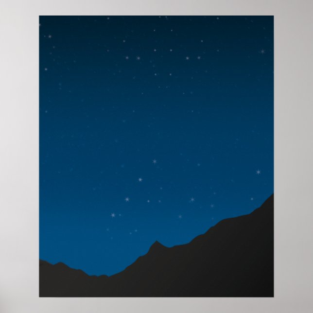 Starry Sky Over Mountains At Night Poster (Front)