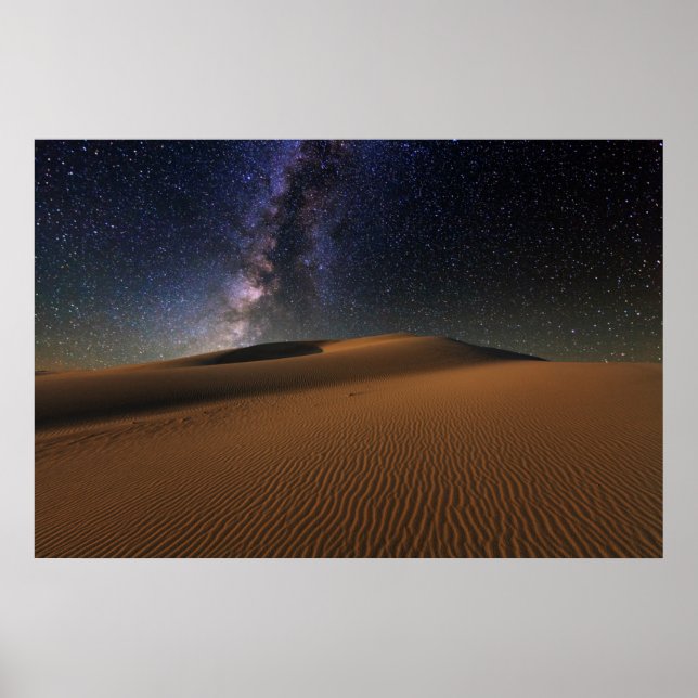 Starry Sky over the Sand Dunes Gobi Desert Poster (Front)