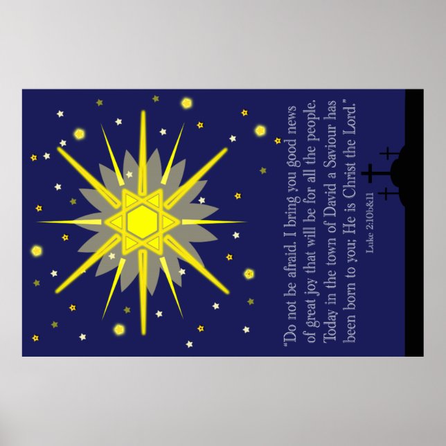 starry sky with luke 2:10-11 poster (Front)