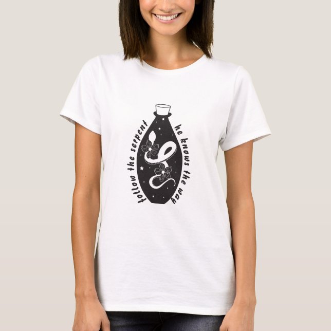 Starry Snake Potion Serpents Path Luciferian T-Shirt (Front)