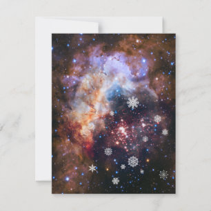 Starry Snowing Nebula Custimizable Christmas Card