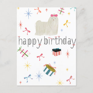 Starry Sparkle Cute Puppy Wishes Holiday Postcard