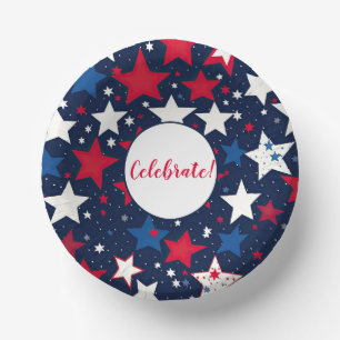 Starry Splendour: Red, White Blue Party Paper Bowl Plate