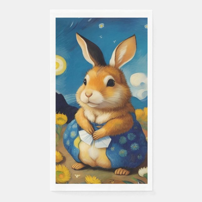Starry Spring Bunny Guest Towels Napkin (Front)