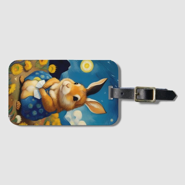 Starry Spring Bunny  Luggage Tag (Front Horizontal)