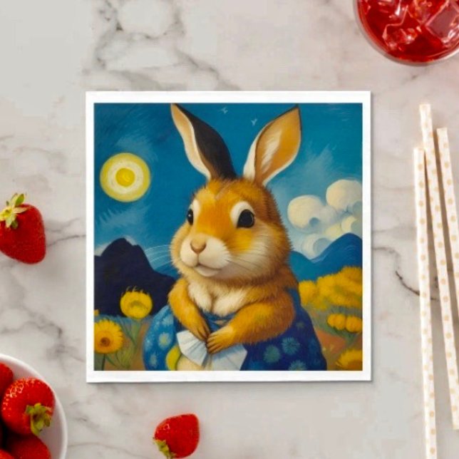Starry Spring Bunny  Paper Napkin  (Creator Uploaded)
