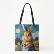 Starry Spring Bunny  Tote Bag