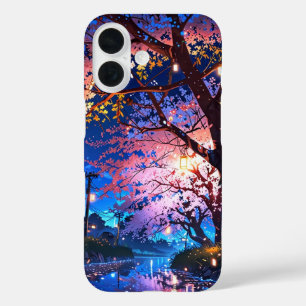 Starry Spring Night – Magical Anime Spring iPhone 16 Case
