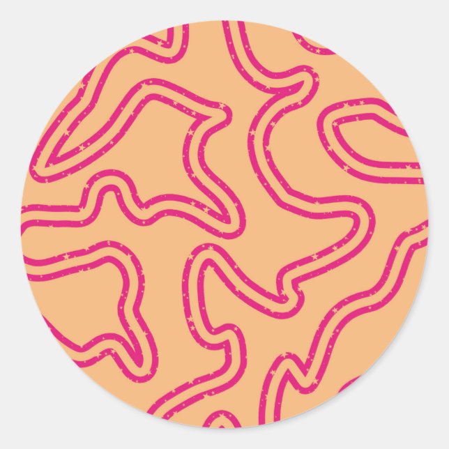 Starry Squiggly Lines Classic Round Sticker (Front)