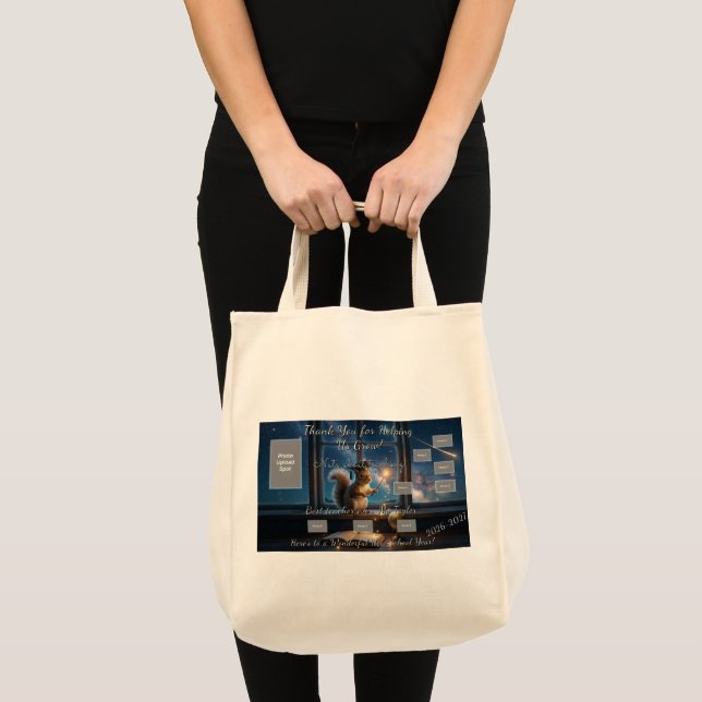 Starry Squirrel Teacher Appreciation Tote Bag (Front (Product))