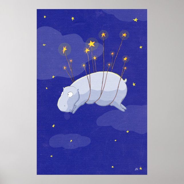 Starry Starry Hippo, a Children's Illustration Pos Poster (Front)