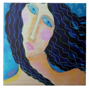 Starry Starry Night Abstract Digital Painting Tile