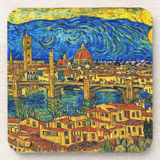 Starry Starry Night Florence Italy Coaster (Front)