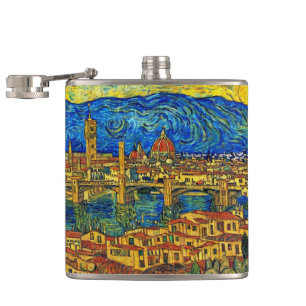 Starry Starry Night Florence Italy Hip Flask