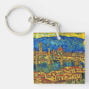 Starry Starry Night Florence Italy Keychain