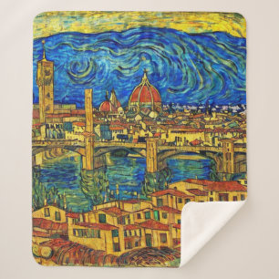 Starry Starry Night Florence Italy Sherpa Blanket