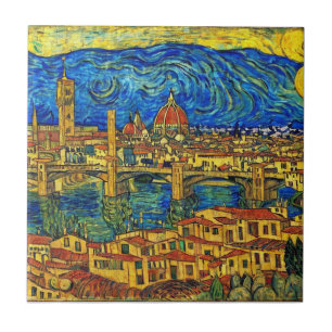 Starry Starry Night Florence Italy Tile