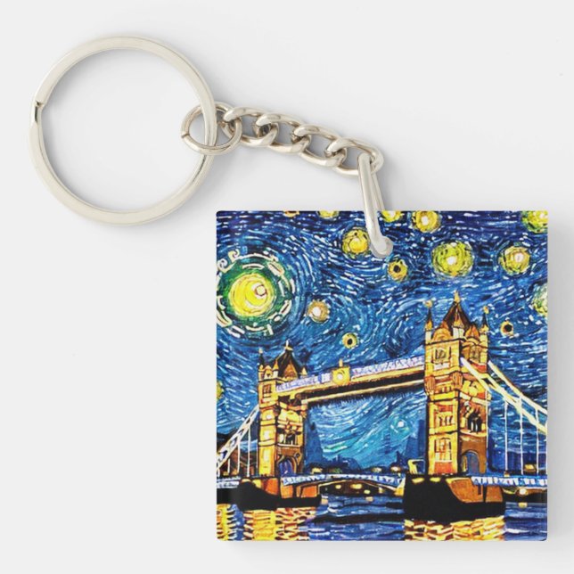 Starry Starry Night London England Keychain (Front)