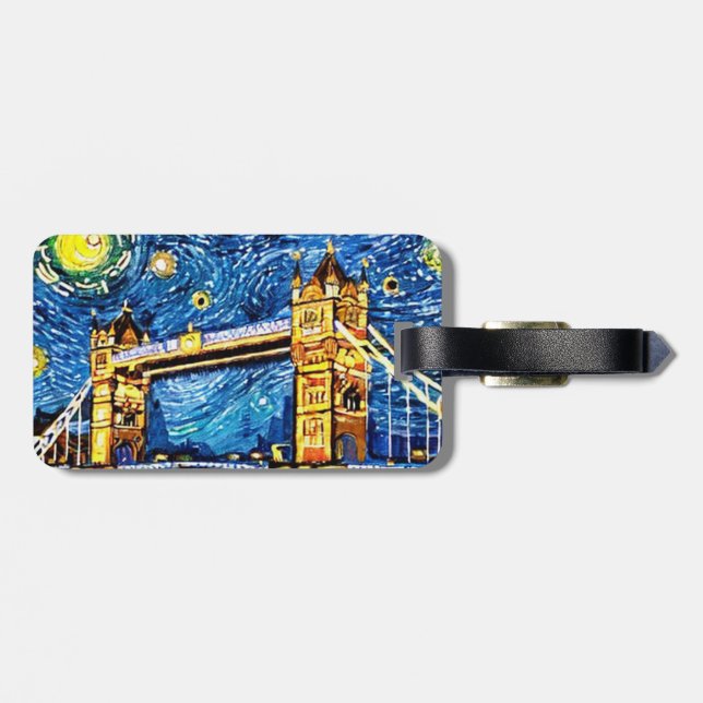 Starry Starry Night London England Luggage Tag (Back Horizontal)