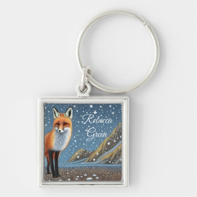 Starry Starry Night Storybook Fox Keychain (Front)