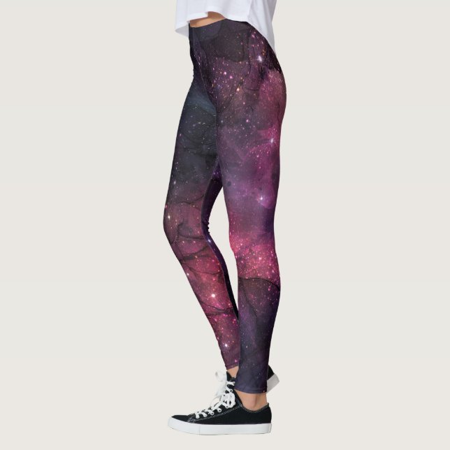 Starry Stars Outer Space Galaxy Planetary Pattern Leggings (Left)