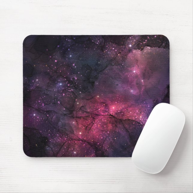 Starry Stars Outer Space Galaxy Planetary Pattern Mouse Pad (With Mouse)