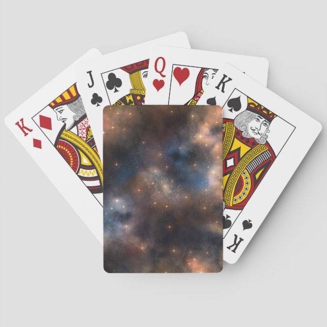 Starry Stars Space Galaxy Blue Black Pattern Playing Cards (Back)
